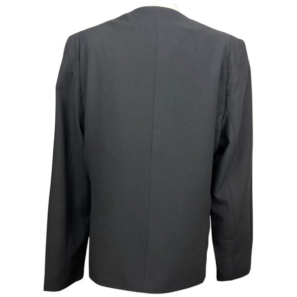 Mango Black Blazer Womens XL Jacket Open Front Elegant Workwear Satin Lapel trim - Picture 4 of 14